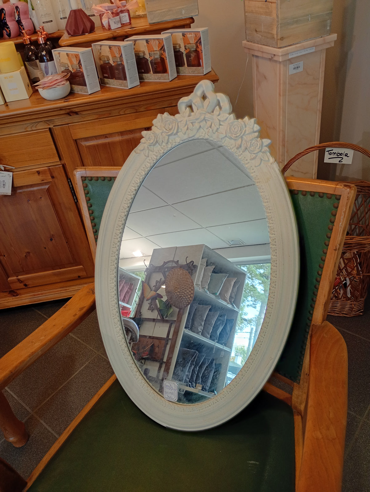 Spiegel ovaal wit frame