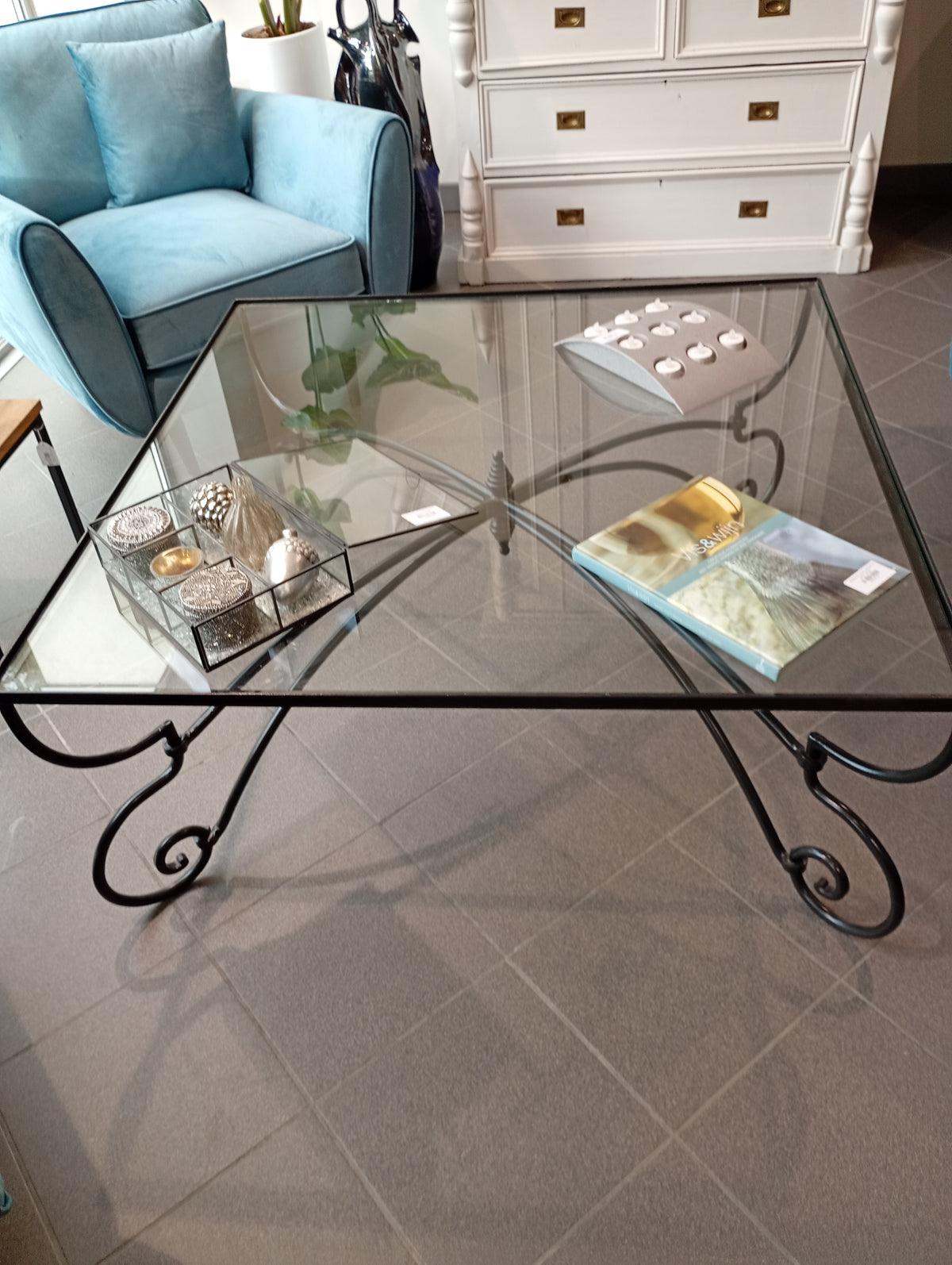 Salontafel metaal/glas