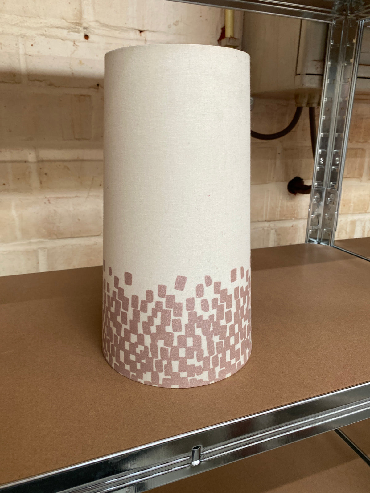 Lampekap beige/ bruine blokjes