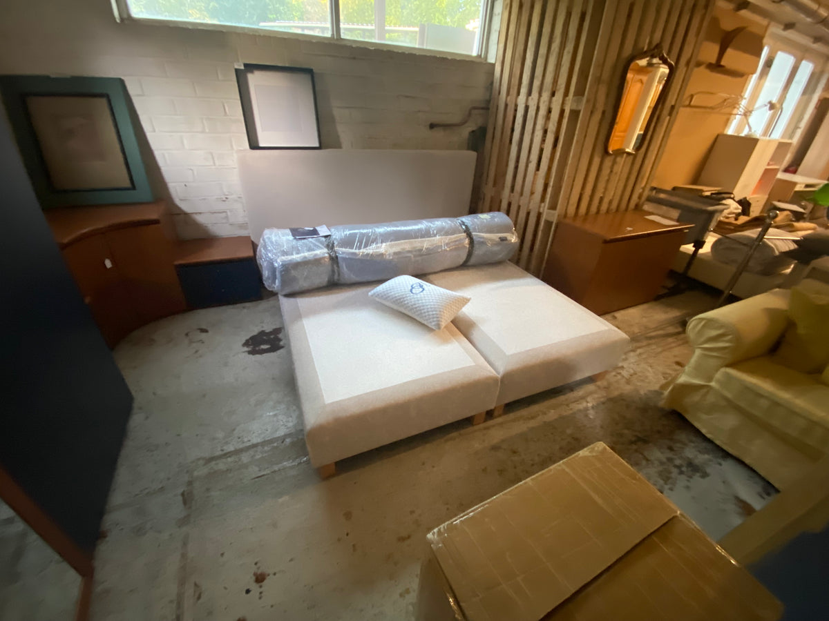 Boxspring 1m80 beige stof