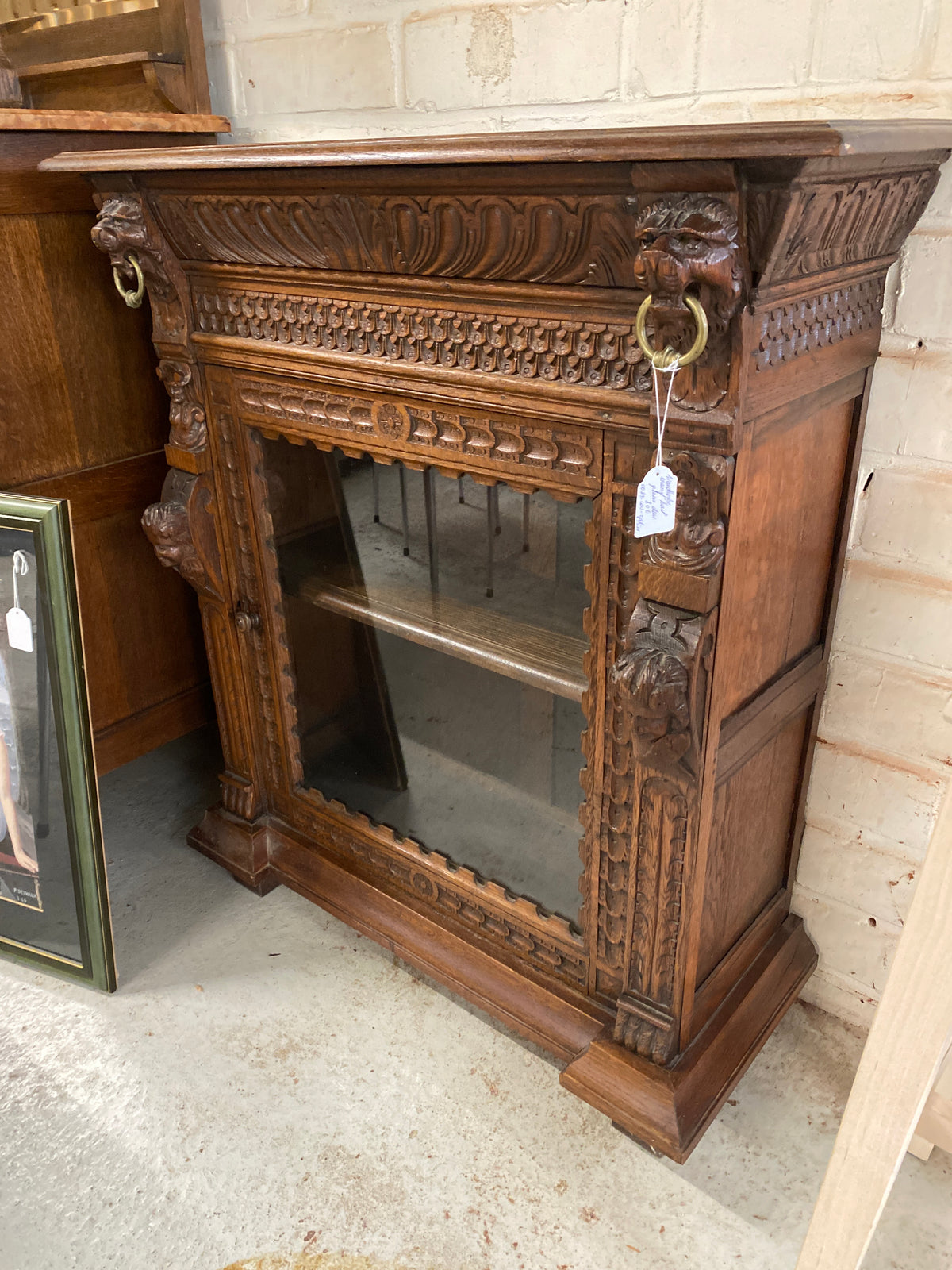 Wandkast massief hout glas deur