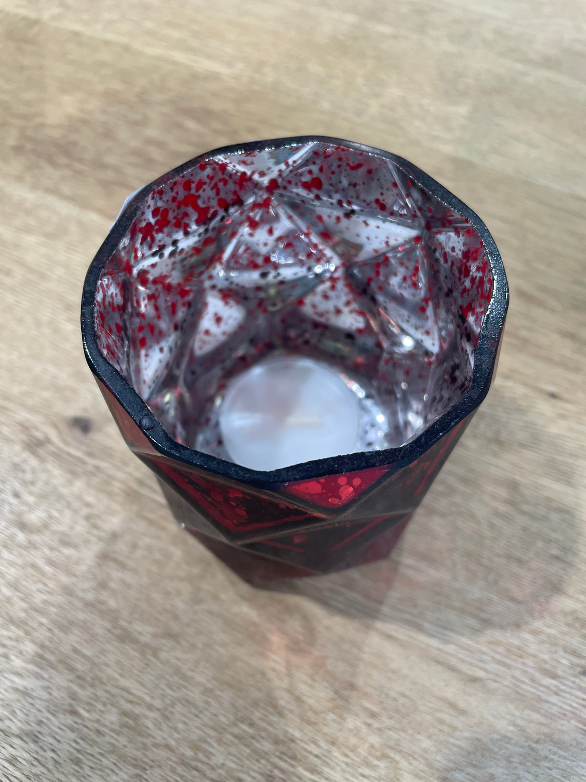 Kaarsenhouder rood met hoekjes