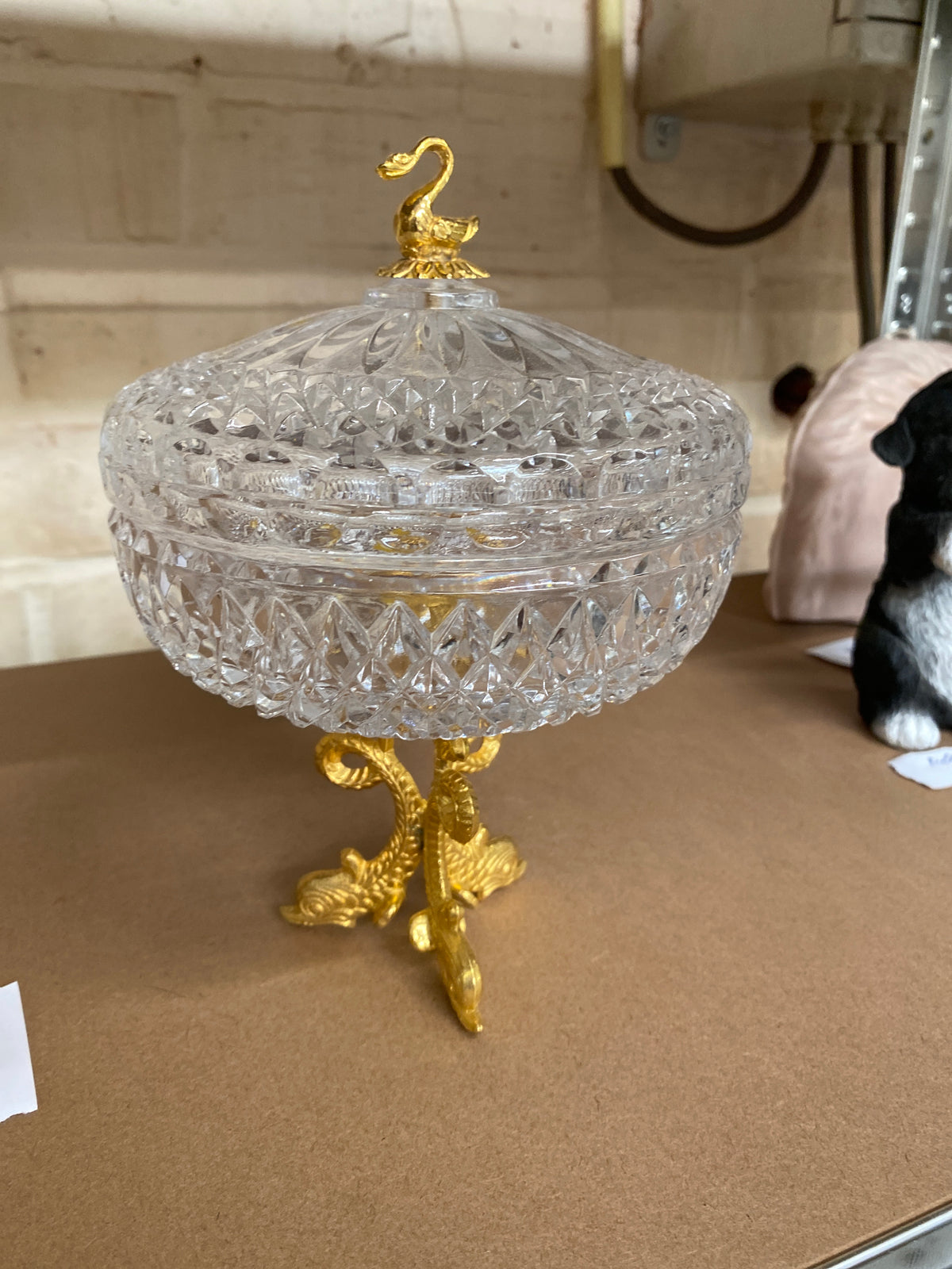 Vintage hollywood regency kristal bisciupot