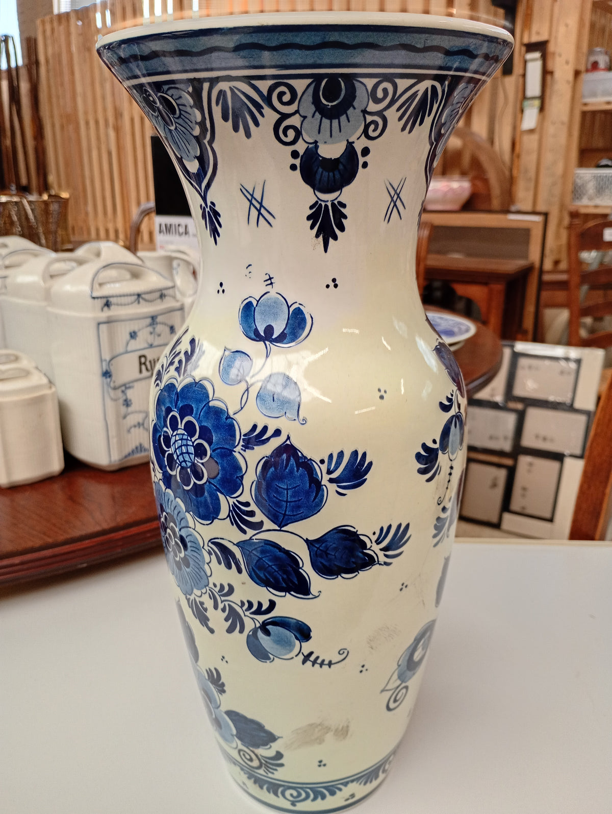 Vaas Delfts blauw-prominente pauw