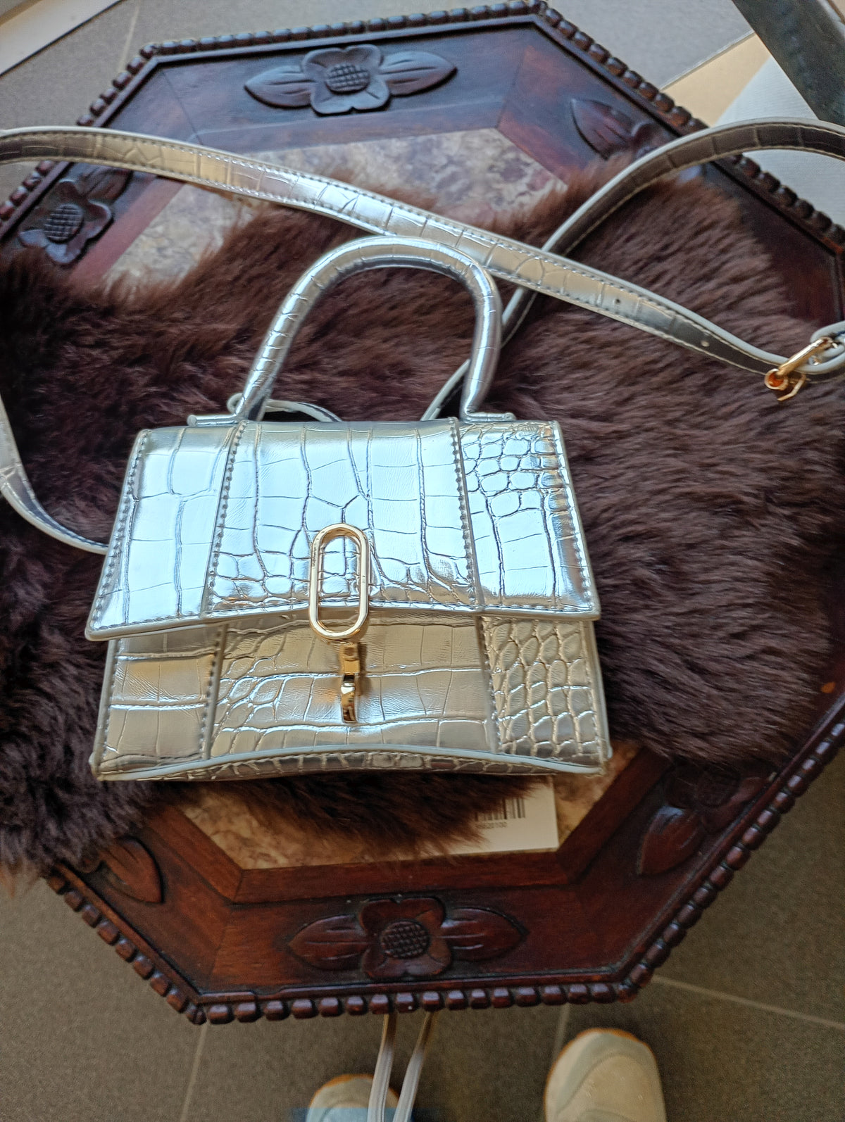 Handtas zilver met gouden accent