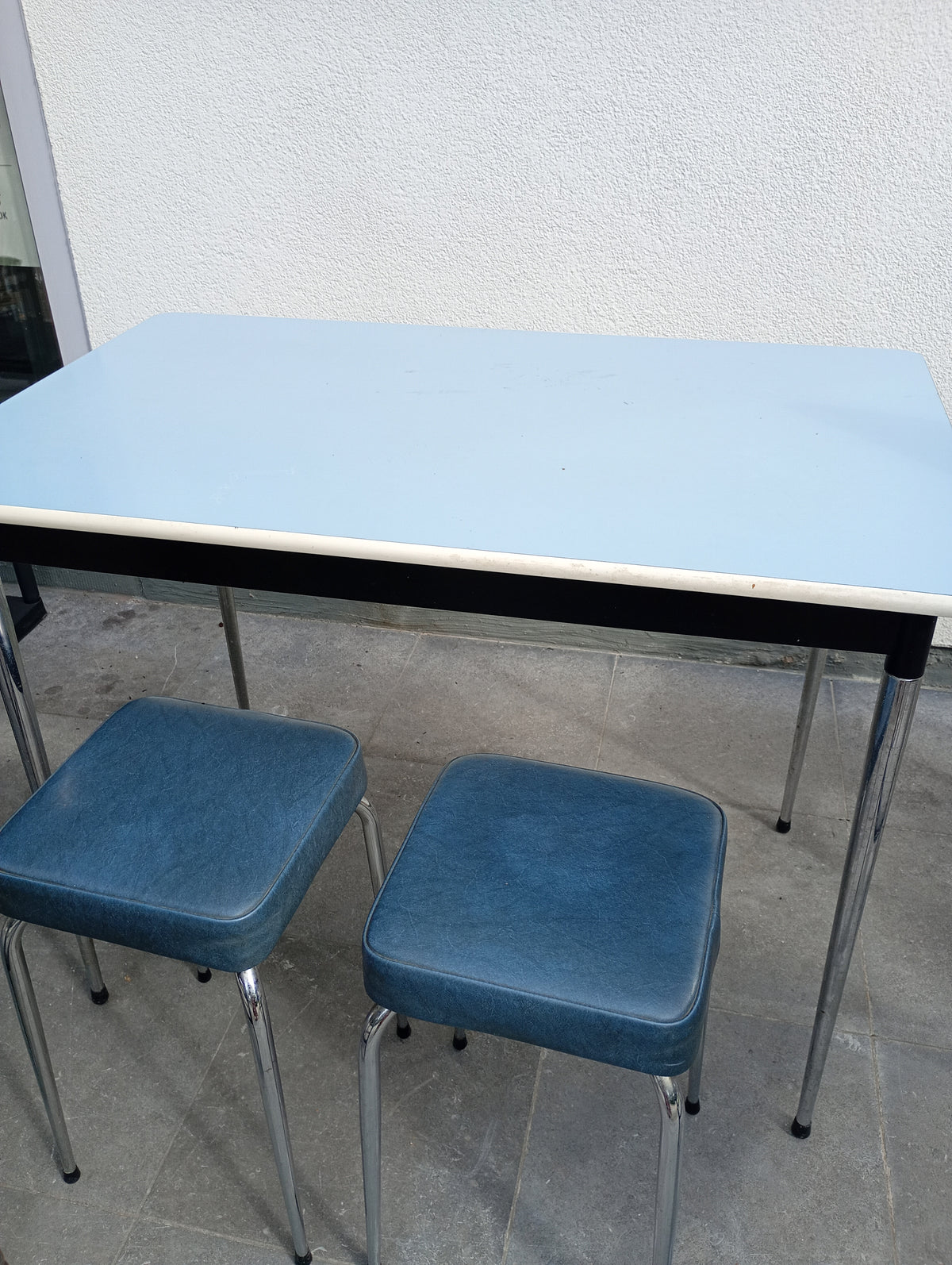 Vintage krukjes blauw en metaal