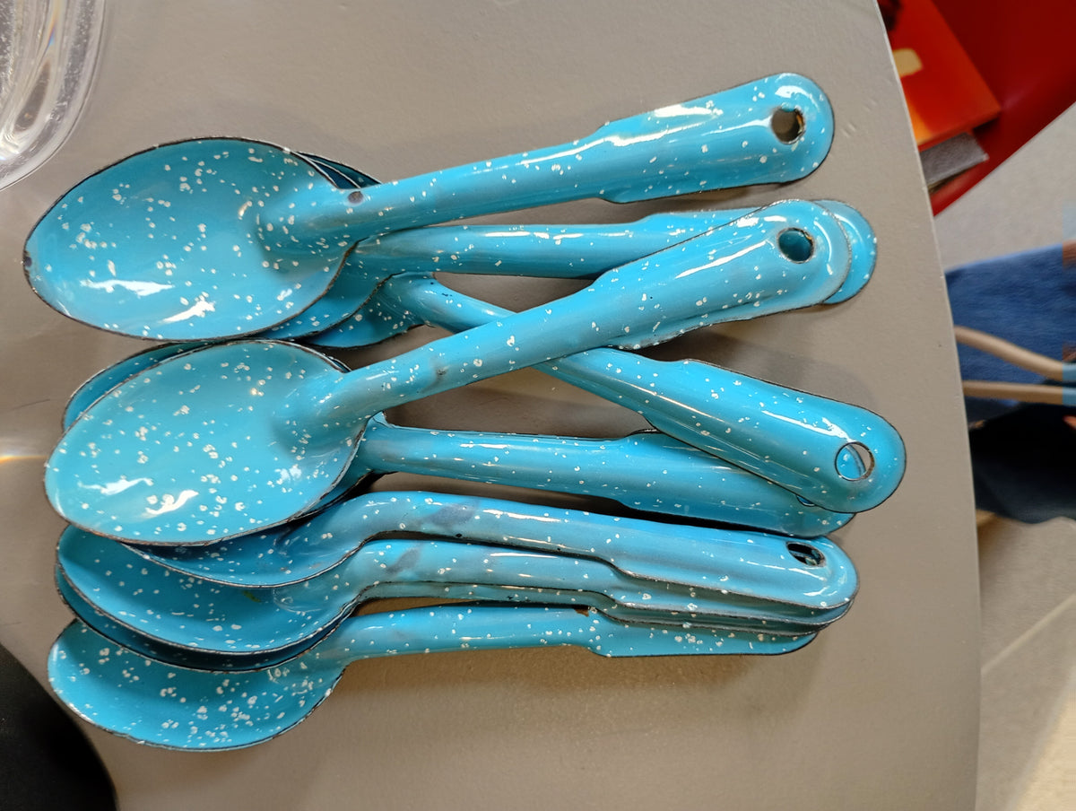 Metalen blauwe sierlepel