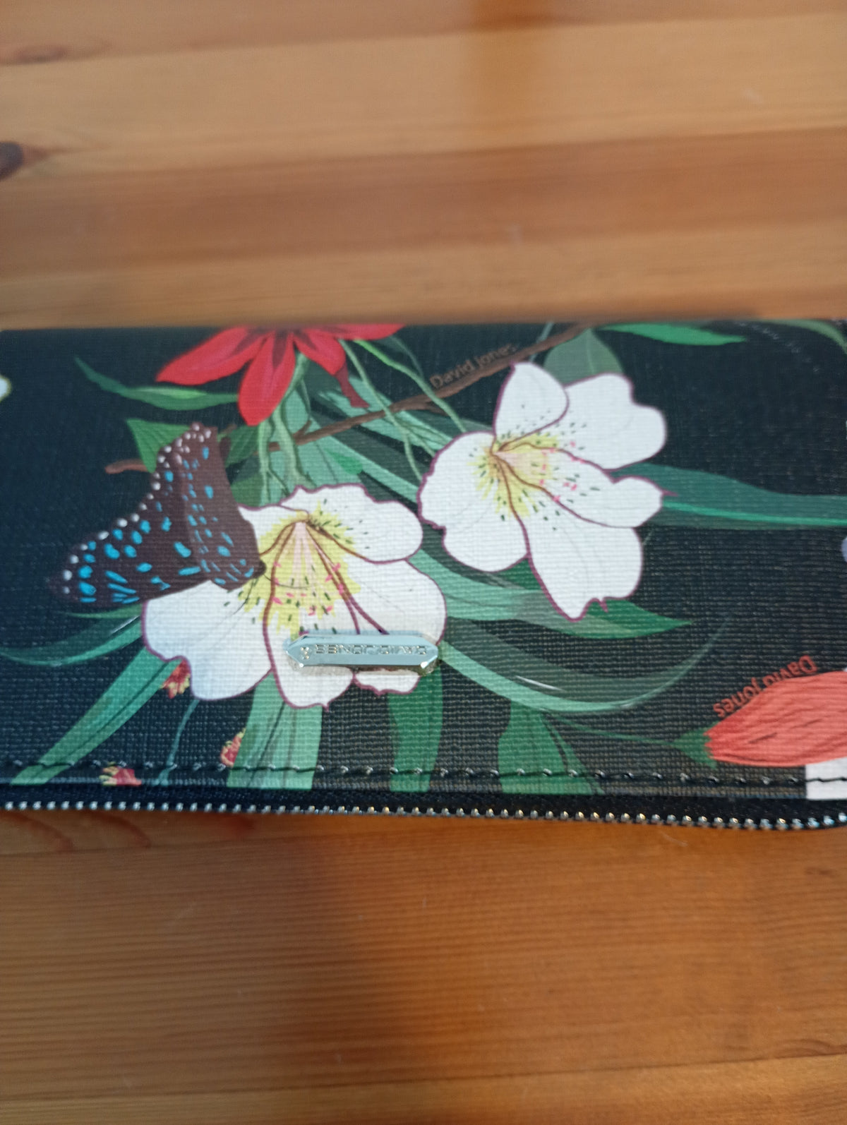 Portefeuille-zwart/bloemen-nieuw
