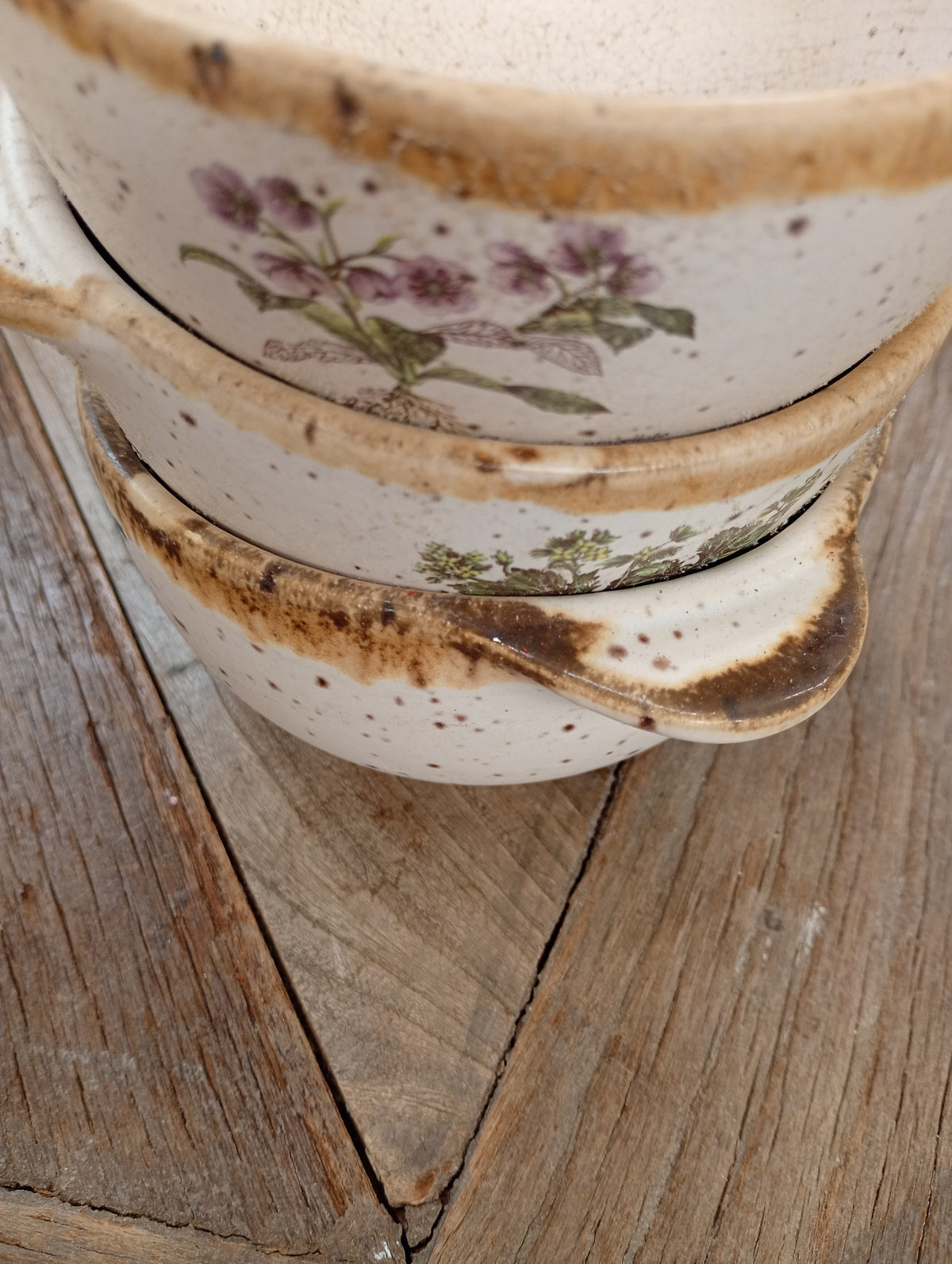 Vintage botanisch keramiek soepkom