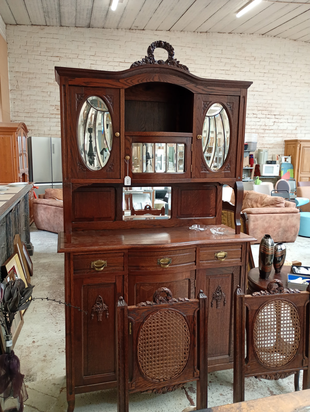 Buffet vitrine massief hout