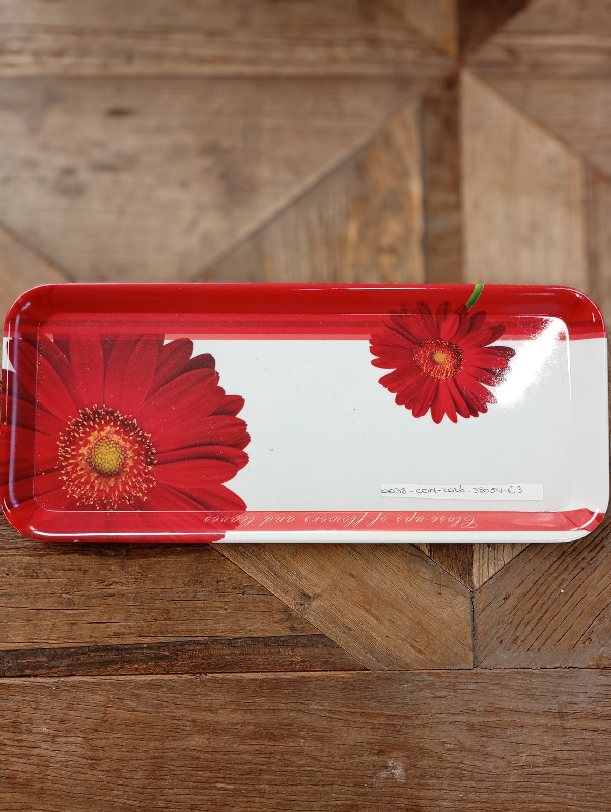 Dienblad met bloemen rood